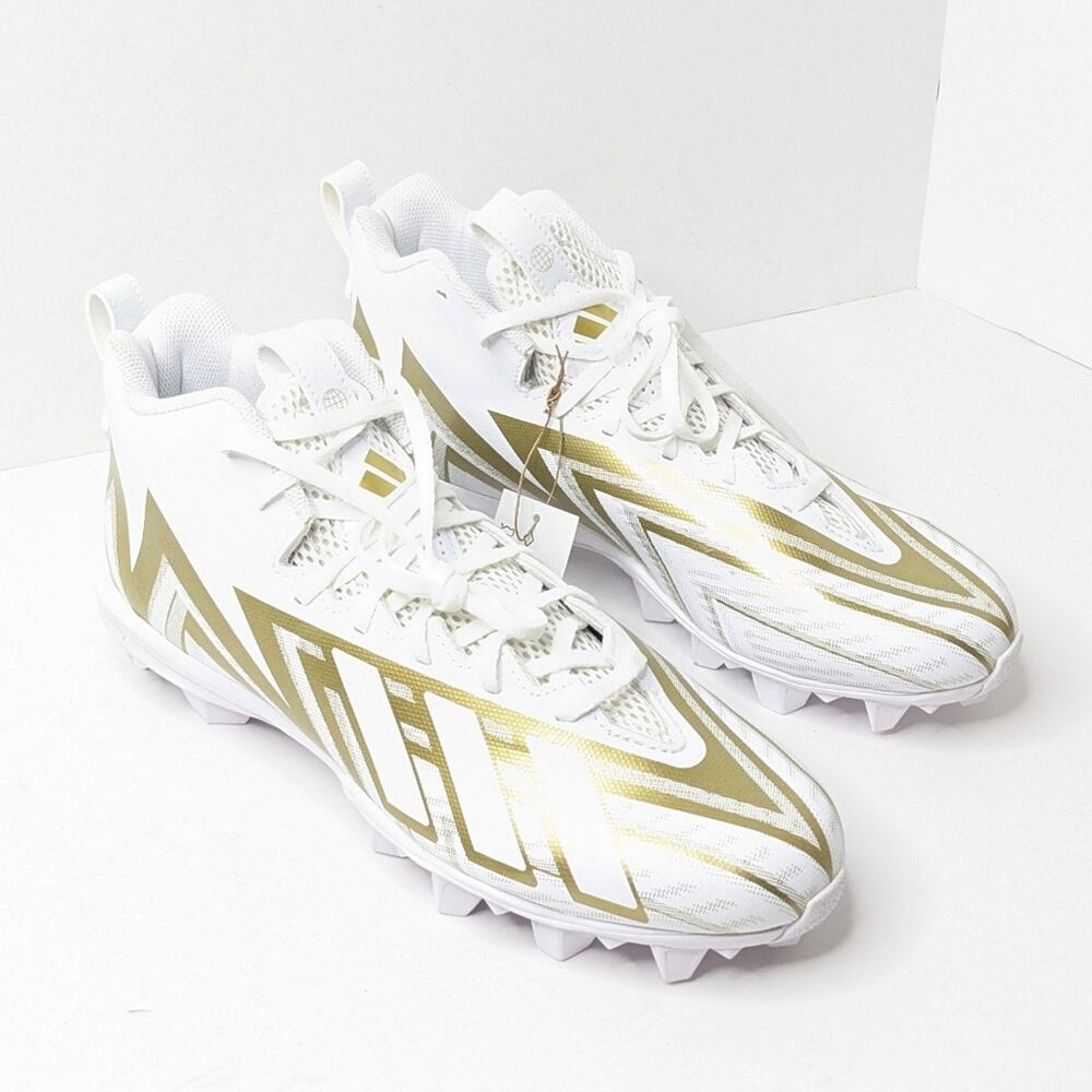 Adidas Freak Spark 23 Football Cleats, White/Gold, Men's 11.5
